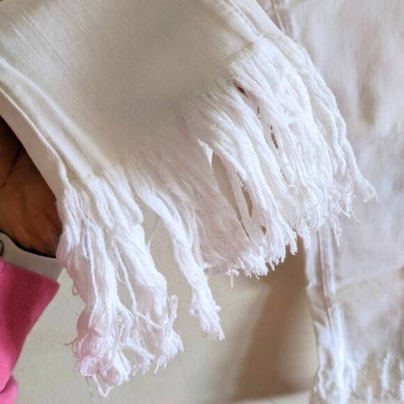 Blank NYC White Lines Jeans Womens Size 24 High Rise Skinny White Fringe Hem NWT - Picture 11 of 14